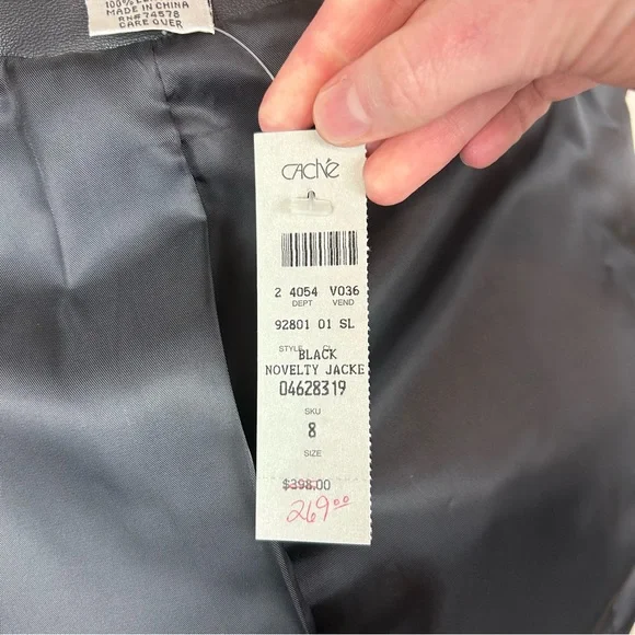 Cache Western Black Leather Fringe Zip Coat - Picture 8 of 8